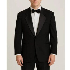Pierre Balmain Tuxedo Jacket Blazer Men 44S Black 100% Wool Formal Wedding Satin
